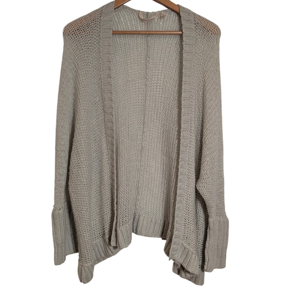 Soft Surroundings Open Knit Cardigan Sweater S/M‎ Light Beige Oversized